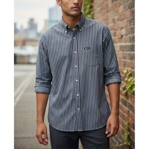 Chaps Mens Easy Care Striped Long Sleeve Button-Down Shirt L/G Cotton/Polyester